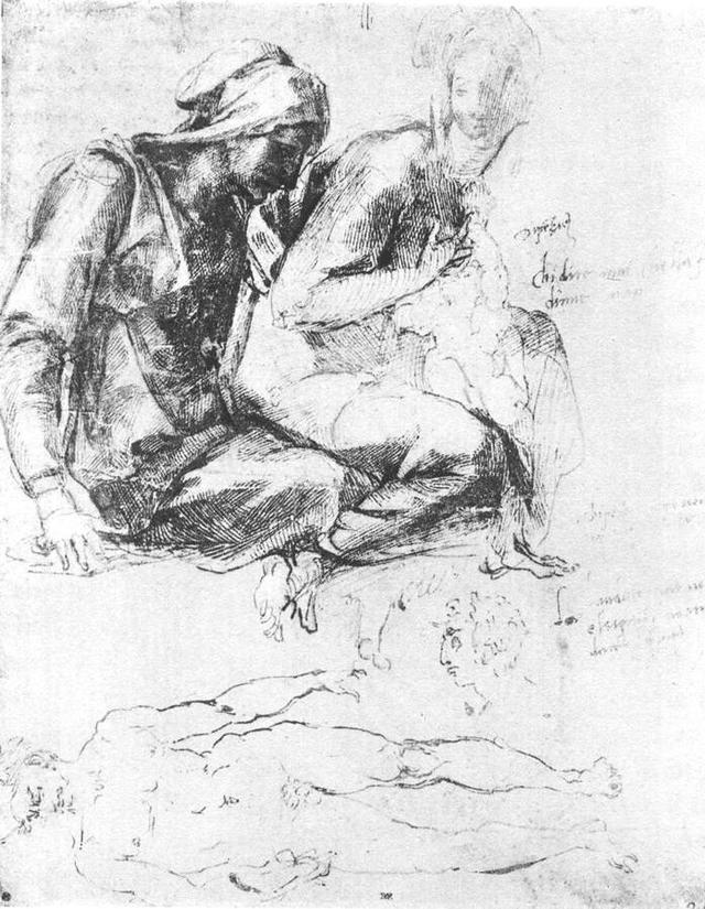 米开朗基罗素描作品（米开朗基罗的绘画）(30)