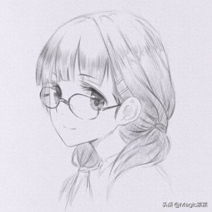 ​教你用铅笔手绘一张小清新动漫女孩 简单易学 喜欢眼镜妹的来啦