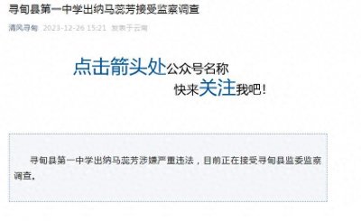 ​云南省寻甸县第一中学出纳马蕊芳接受监察调查