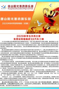 ​唐山阳光赛鸽俱乐部2020年秋季竞翔规程（安捷）