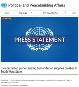 ​一死两伤！联合国包机在索马里坠毁