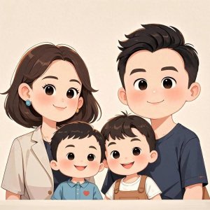 ​一家四口卡通头像