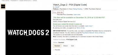 ​《看门狗2》PS4版上架亚马逊 普通版售价59.99美元