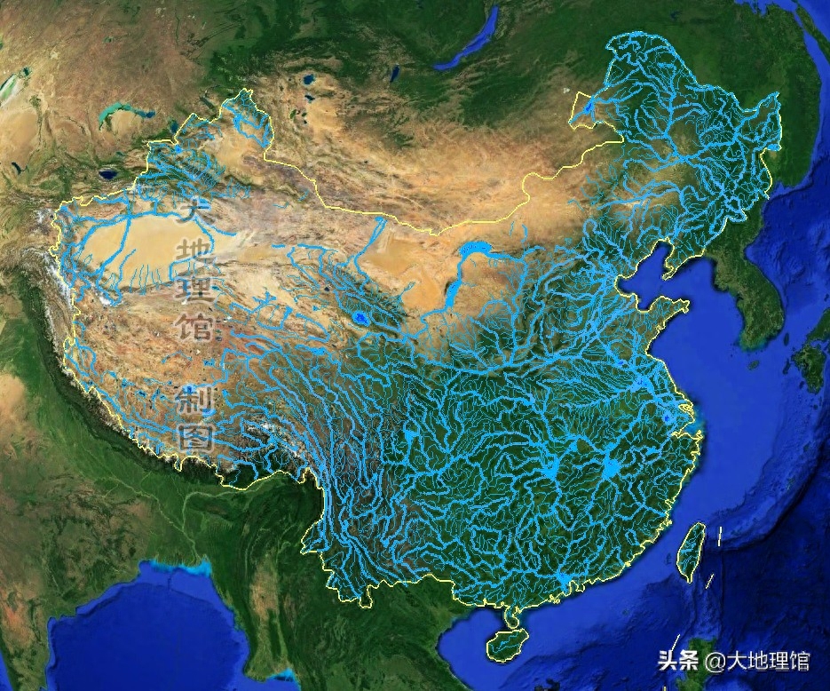 高清地图，看中国34省主要河流水系