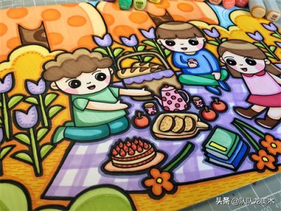 ​儿童简笔画手绘：在公园里野餐