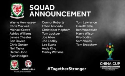 ​2018中国杯威尔士大名单共23人 比赛赛程时间及地点